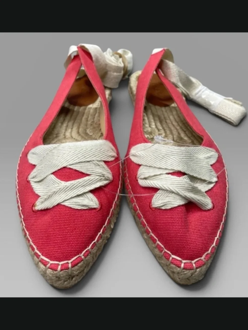NEW J Crew Shoes Womens 9 red brown ballet espadrille flats lace up preppy boho